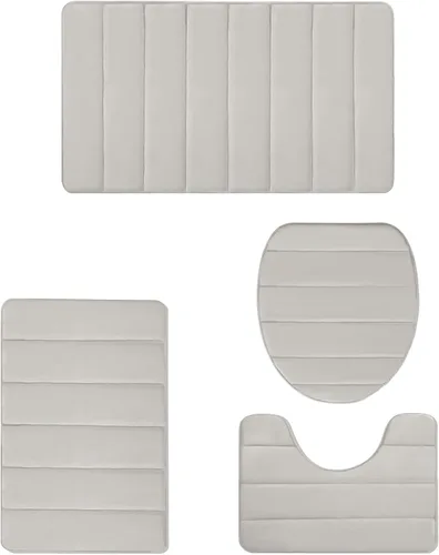 Vista 3 de Bathroom Rugs for 3 Pieces, Memory Foam Bath Mat Set, Universal Toilet Mats, Soft Comfortable, Water Absorption, Non-Slip, Thick, Machine Washable