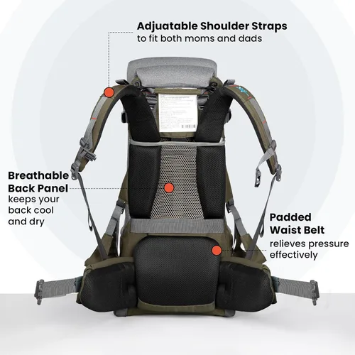 Vista 3 de WIPHA - Mochila para bebé, ergonómico, con toldo para el sol, mochila de senderismo con gran espacio de almacenamiento y bolsillo aislado, asiento