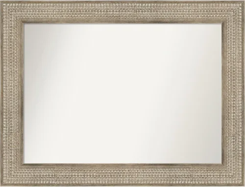 Vista 280 de Amanti Art Espejo de baño plateado para sobre fregadero, 26 x 26 pulgadas, espejo cuadrado de níquel pulido, marco de madera tradicional mediano, se