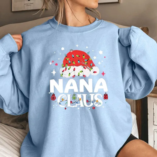 Vista 2 de Sudaderas de abuela para mujer, suéter de Navidad para mujer, estampado de manga larga, cuello redondo, camiseta suelta