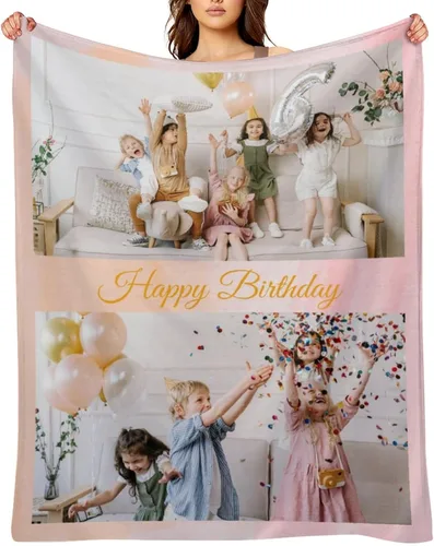 Vista 8 de Manta personalizada con fotos, texto, manta de franela personalizada para adultos, cumpleaños, Navidad, Halloween, Día del Padre, Día de la Madre