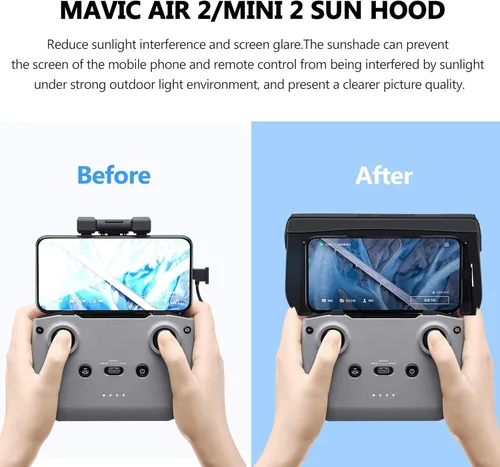 Vista 5 de STARTRC Parasol Capucha Solar para DJI Neo/Mini 4k/Air 3S/Mini 2 SE/Mini 3/Mini 3 Pro/Mini 2/Air 3/Mavic 3 Classic Controlador Accesorios