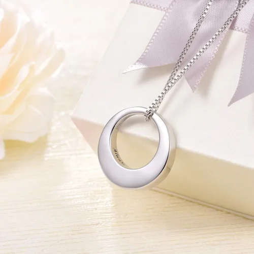 Vista 3 de BEILIN Collar de urna conmemorativa de la eternidad del círculo de la vida de plata de ley Always with me, joyería de cremación, collares
