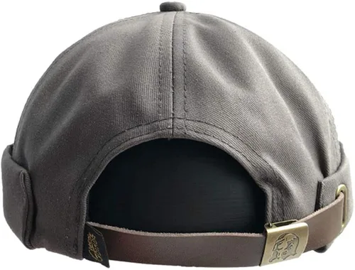 Vista 2 de Sombreros para hombre, gorro de marinero, gorro de trabajo, puño enrollado, sombrero retro sin ala ajustable