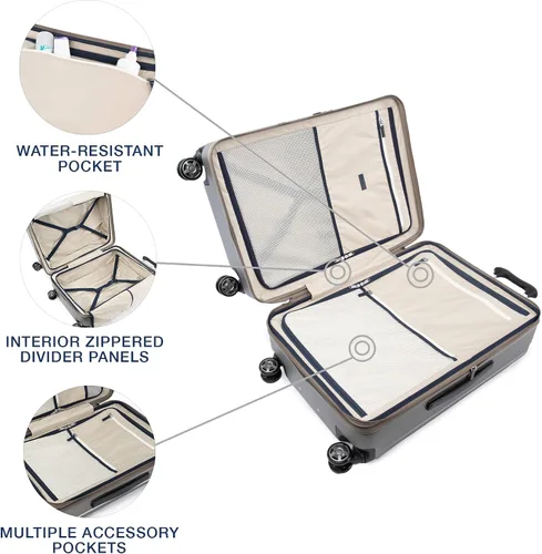 Vista 5 de Travelpro Platinum Elite Hardside - Maleta de policarbonato con cierre TSA, Metálico (Metallic Sand), Platinum Elite Hardside - Maleta