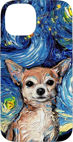 Vista 4 de Aja - Funda para iPhone 17, diseño de perro de noche estrellada, color marrón