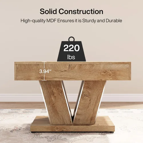 Vista 7 de Tribesigns - Mesa de café cuadrada, mesa de centro de madera para sala de estar, mesa de acento moderna de 31.5" para cóctel y té, natural