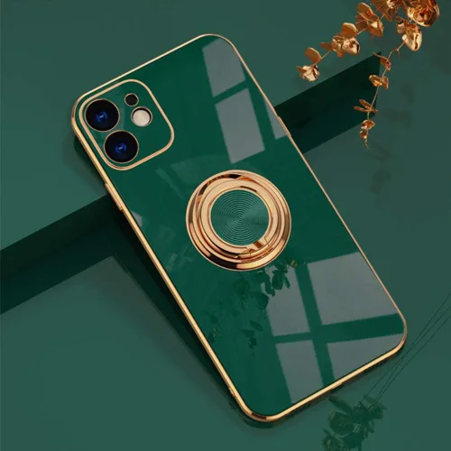 Vista 43 de Compatible con iPhone 11 Kickstand, anillo de rotación de 360 grados integrado con borde de oro rosa brillante que funciona con soporte magnético