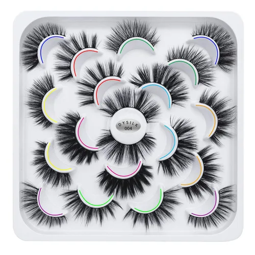 Vista 17 de DYSILK - 10 pares de pestañas de visón 6D, pestañas postizas dramáticas de volumen grueso pestañas postizas naturales suaves extensión maquillaje