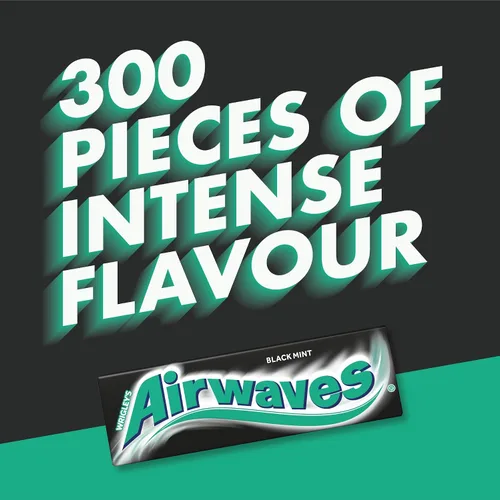 Vista 3 de Wrigley Airwaves - Goma de mascar sin azúcar, mentol, menta negra, 10 bolitas (paquete de 30)
