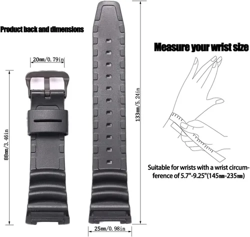 Vista 2 de Reemplazo de la correa de reloj de resina para Casio SGW-100 Correa de reloj deportivo impermeable