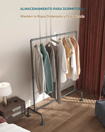 Vista 6 de OROPY - Perchero industrial de tubo para ropa de pie independiente, perchero desmontable de alta resistencia con 4 pies estables para exhibición