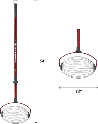 Vista 2 de GARDEN WEASEL - Rodillo recolector de frutos secos grande para nueces, pelotas de tenis, manzanas Steel cage collector tool with ergonomic handle.