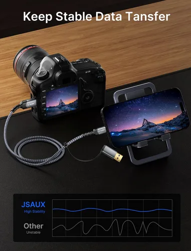 Vista 6 de JSAUX Cable de disco duro de 1.6 pies, cable micro B a USB C/A de 20 Gbps, cable de disco duro externo trenzado de nailon compatible con Seagate WD