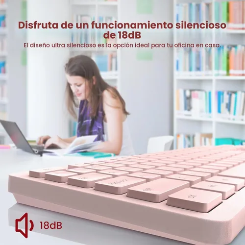 Vista 4 de Combo de teclado y mouse inalámbricos, VEILZOR 2.4G Ultradelgado USB, conjunto de teclado y mouse, teclas con forma de gota de agua, 12 atajos