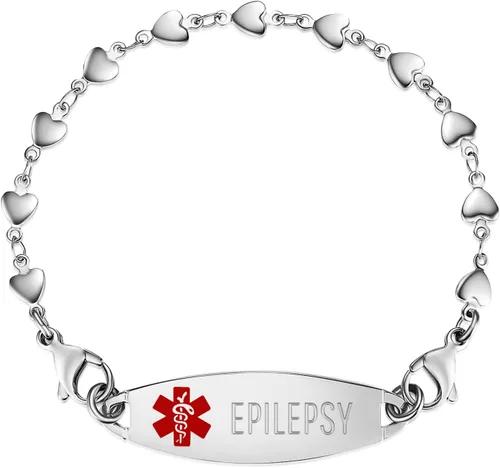 Vista 12 de Medical ID Bracelet for Women, Silver Heart Link, Interchangeable 7.5