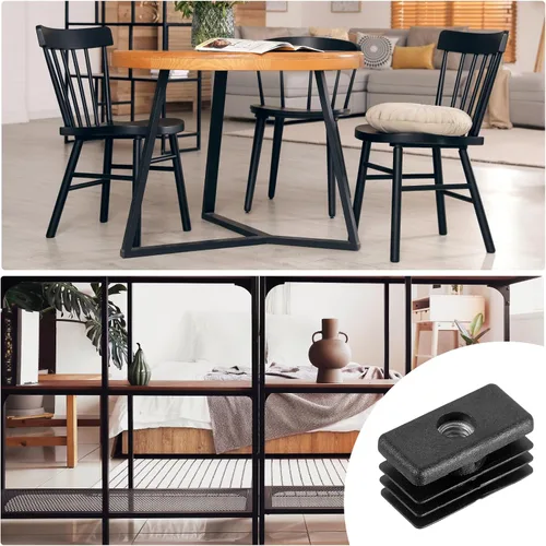 Vista 6 de Uxcell 8 piezas de insertos para tubos rectangulares con rosca M6, para tubo rectangular de diámetro exterior de 1.18 x 0.59 pulgadas, enchufe