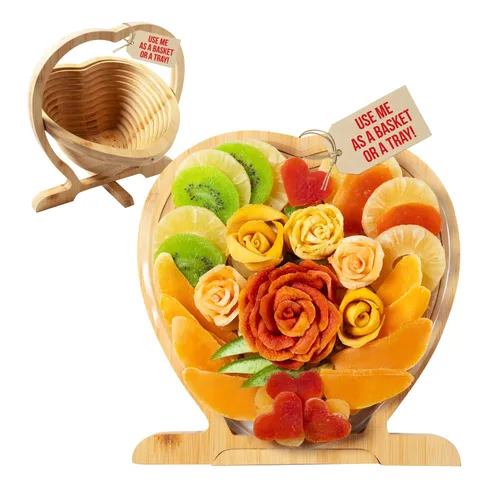 Vista 7 de Cesta de regalo de frutas secas y nueces, bandeja de regalo de aperitivos naturales surtidos saludables, bandeja de comida extra grande para fiesta