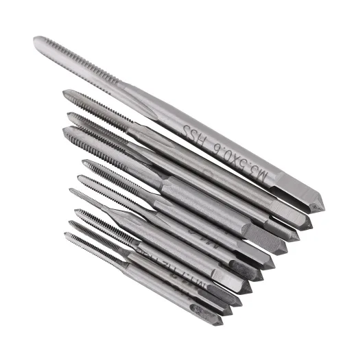 Vista 9 de 10 piezas de roscas de rosca de mano M1 a M3.5, HSS Mini Plug Tap Tornillo Juego de taladro Herramienta de roscado, M1, M1.2, M1.4, M1.6, M1.7