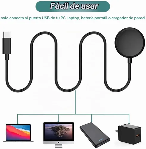 Vista 5 de Cargador para reloj inteligente Google Pixel Watch de 1ª generación (negro, USB tipo C)