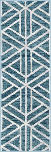 Vista 10 de Unique Loom Matrix Trellis Collection - Alfombra de área, diseño (2 pies x 6 pies 1 pulgada, color azul/marfil)