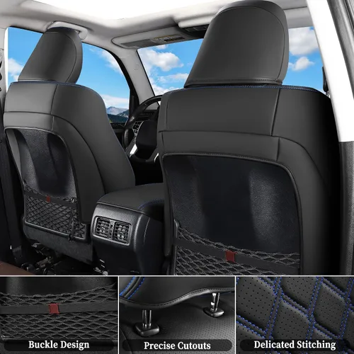 Vista 4 de Fundas de asiento Huidasource para Toyota 4Runner 2011-2024, juego completo de fundas de asiento de cuero para 4Runner de 3 filas, fundas de asiento
