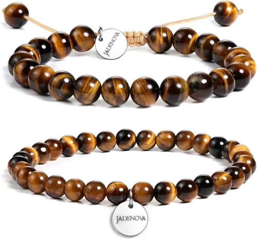 Vista 11 de JADENOVA - Brazalete de piedras de yoga para parejas Amatista