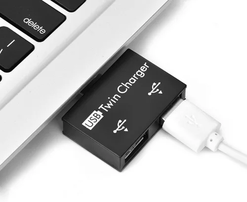 Vista 5 de Adaptador divisor USB macho a 2 hembras, convertidor de extensión USB 2.0, 1 macho a 2 hembras, concentrador USB 2.0 de 2 puertos para Negro