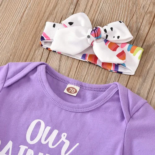 Vista 4 de Ropa para bebé niña pequeña trajes para recién nacido enterizo pantalón floral diademas conjunto de 4 piezas de pantalones para niños pequeños
