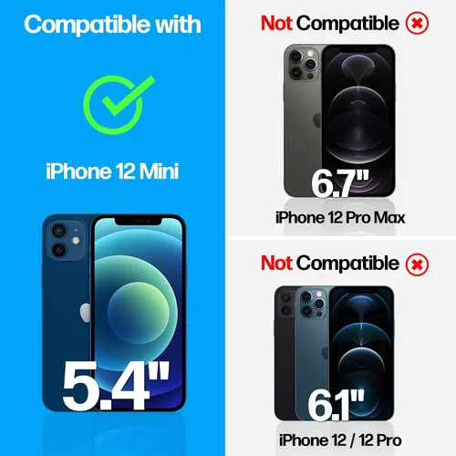 Vista 3 de Power Theory Paquete de 2 protectores de pantalla para iPhone 12 Mini, vidrio templado resistente a los golpes [dureza 9H], kit de fácil