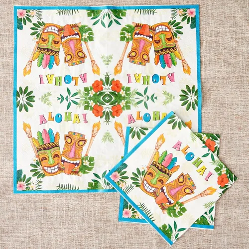 Vista 5 de WERNNSAI Hawaiian Luau Party Supplies - 48 platos y servilletas de Luau tropical, decoraciones de cumpleaños, platos de papel hawaiano para verano