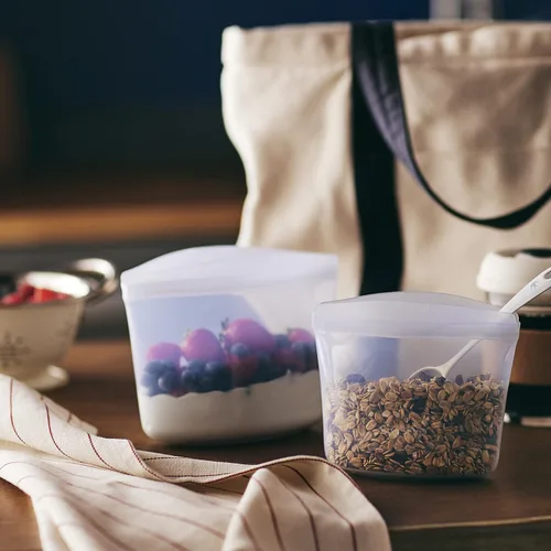 Vista 2 de Stasher Bolsas de silicona reutilizables para almacenamiento de alimentos Arcoíris