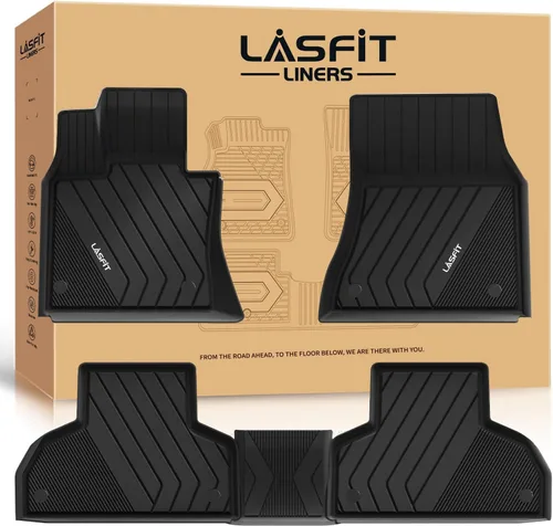 Vista 26 de LASFIT - Tapetes de suelo y maletero de auto, ajuste personalizado, de TPE, para todo tipo de clima, impermeable, juego completo, negros