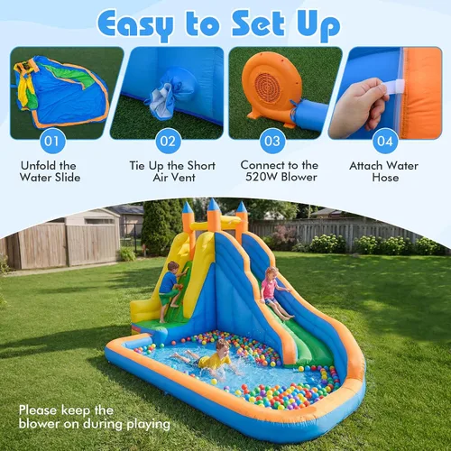 Vista 8 de Costzon - Gorila hinchable para piscina de agua con tobogán largo, pared de escalada, incluye bolsa de transporte Oxford, kit de reparación