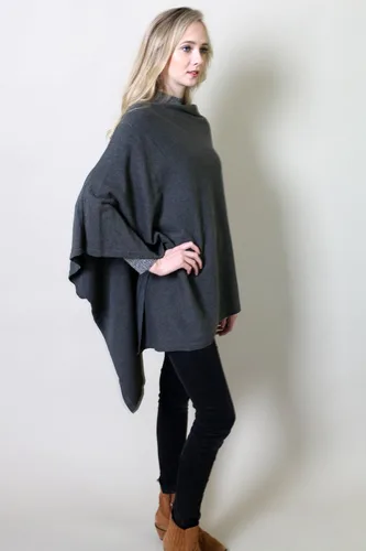 Vista 4 de Suéter de punto Poncho de punto para mujer, algodón orgánico, hilo amoroso