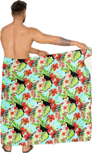 Vista 7 de HAPPY BAY Men's Sarong Cover Up Wraps Swim Beach