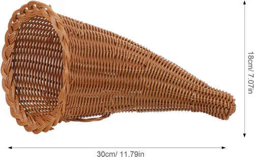 Vista 7 de Abaodam Cornucopia - Cesta de mimbre para otoño, cesta de pan de mimbre, cestas de frutas tejidas para alimentos y verduras, bandeja para servir