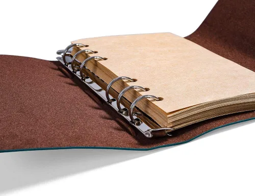 Vista 3 de Cuaderno de escritura de cuero, cuaderno de espiral náutico vintage, cuaderno de bocetos, diario de viaje para escribir con páginas en blanco y Negro