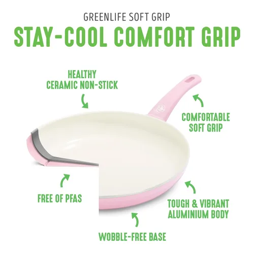 Vista 3 de GreenLife Sartén antiadherente de 8 pulgadas, cerámica no tóxica sin PFAS antiadherente, apta para lavavajillas y horno, asas que se mantienen