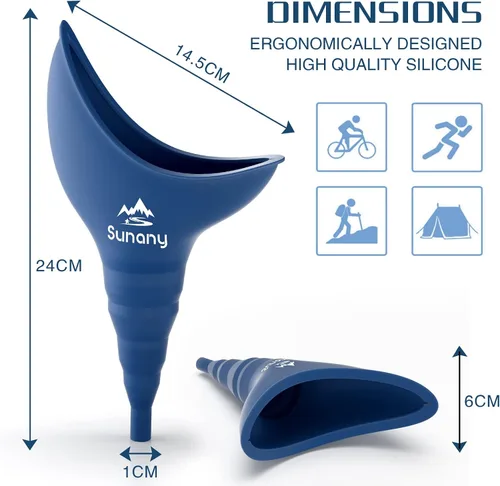 Vista 2 de Sunany Female Urinal, Female Urinal with Silicone Funnel, Portable for Standing Female, Reusable Urinal for Female Toilet, for Outdoor, Activities