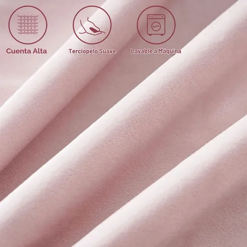 Vista 2 de Top Finel juego de 2 fundas decorativas con pompones para almohada euro, de terciopelo suave, lisas, para sofá, dormitorio o automóvil, 26 x 26 Rosa