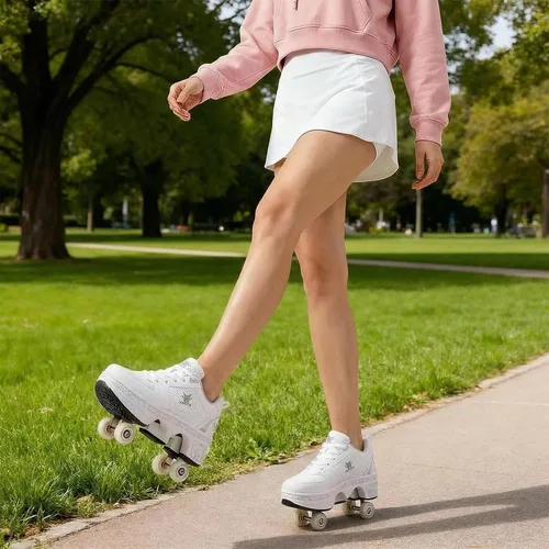 Vista 5 de CHSSIH Zapatos de Patines con Ruedas para Niñas, Niños, Mujeres, Hombres y Adultos – Zapatos Retráctiles con Ruedas Zapatos de Patinaje con Ruedas