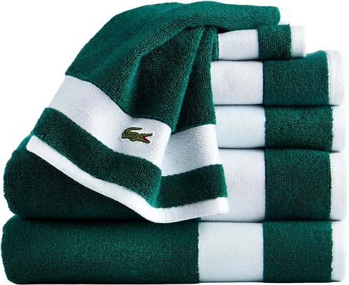 Vista 14 de Lacoste Sport Stripe - Juego de toallas de lujo de algodón (6 piezas) – Hecho con 100% algodón Supima suave, absorbente y de secado rápido, incluye