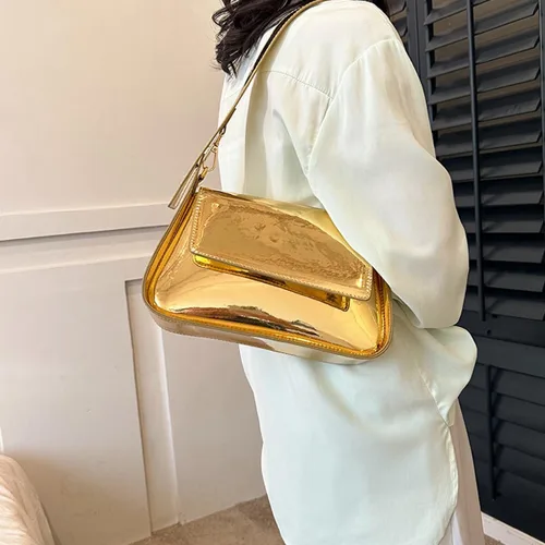 Vista 5 de TRBSXRT Y2K - Bolso de mano para mujer, bolso de noche con purpurina de cuero, bolsos de fiesta, bonitos bolsos metálicos para el hombro