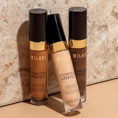 Vista 6 de Milani Conceal + Perfect Corrector de Larga Duración de Cobertura Completa Infundido con Ácido Hialurónico y Vitamina E, Cubre Ojeras, Manchas e