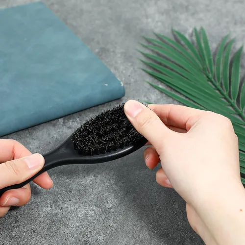 Vista 2 de Mozeat Lens Cepillo de pelo, 2 piezas de cerdas naturales de jabalí, mango de ABS, cepillo de peluquero profesional para desenredar, alisar