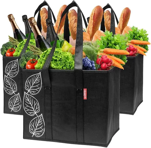 Vista 12 de PLANET E Bolsas de compras plegables reutilizables con parte inferior reforzada (paquete de 2)