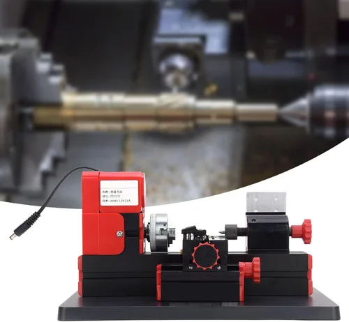 Vista 3 de ViaGasaFamido Kit de torno de metal 24W Mini máquina de torno motorizado 20000RPM DIY modelado herramienta de carpintería enchufe de EE. UU. Control