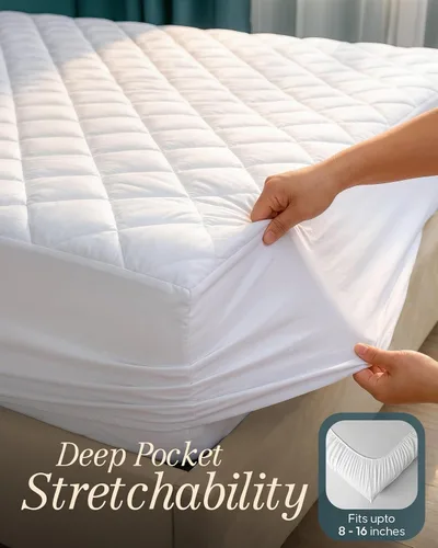 Vista 3 de Utopia Bedding - Cubrecolchón acolchado (tamaño Queen), protector de colchón elástico y ajustable, protector y funda con bolsillo profundo que se