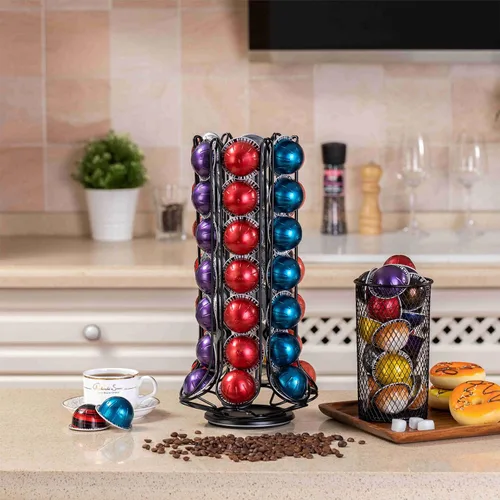 Vista 5 de ZCDCP Nespresso Vertuo - Soporte para cápsulas, almacenamiento de 360 grados para 60 cápsulas, organizador de café negro
